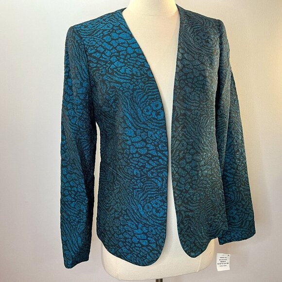 Kasper Women's Metallic Jacquard Animal Print Jacket - Size 4 - NWT - Picture 2 of 5